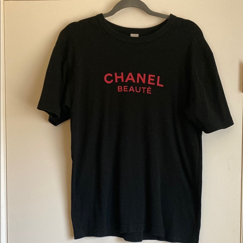 Chanel Black Tee with Red Beauté Logo